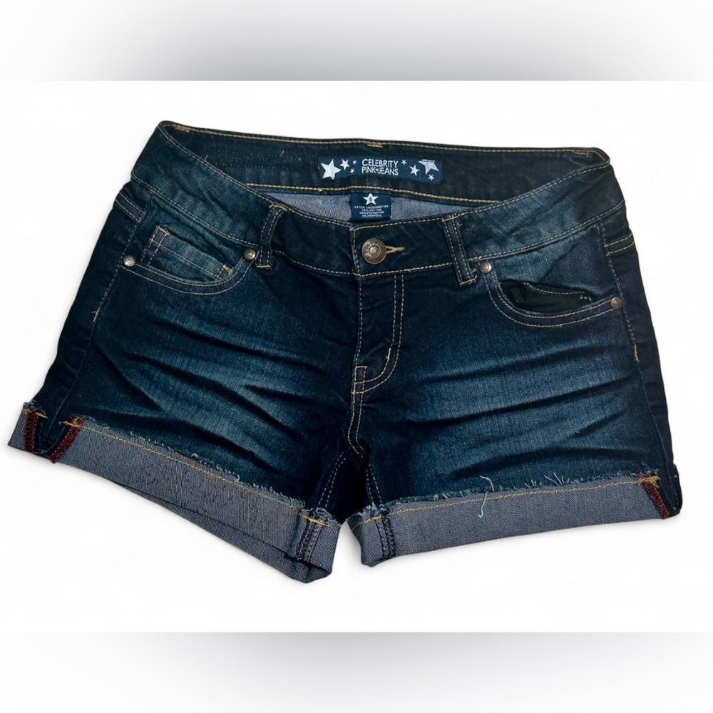 Dark Wash Celebrity Pink Jeans Juniors Shorts